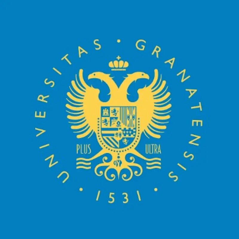 logo universidad de granada con fondo azul y escudo en amarillo