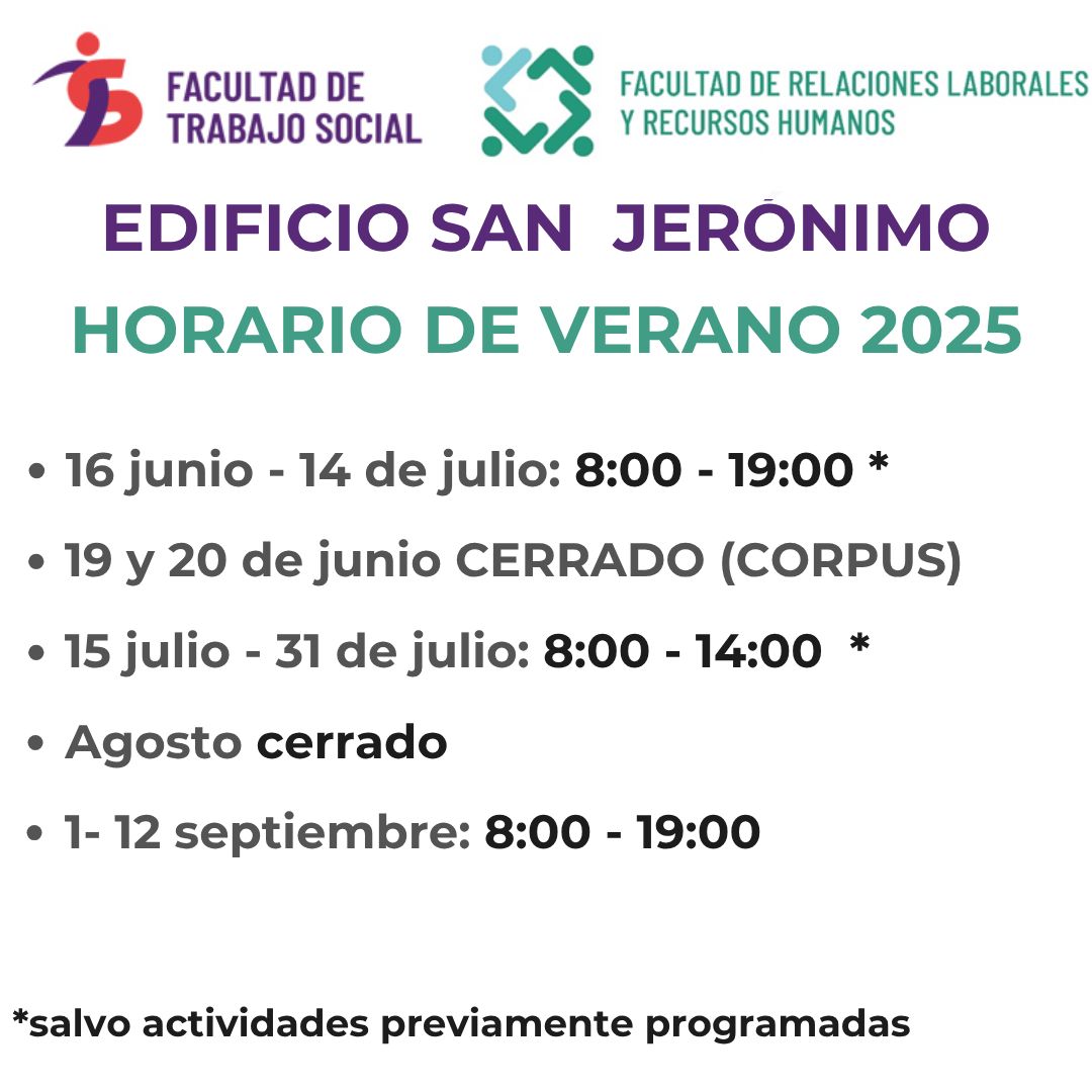Horario de Verano 2025 del Edificio San Jerónimo